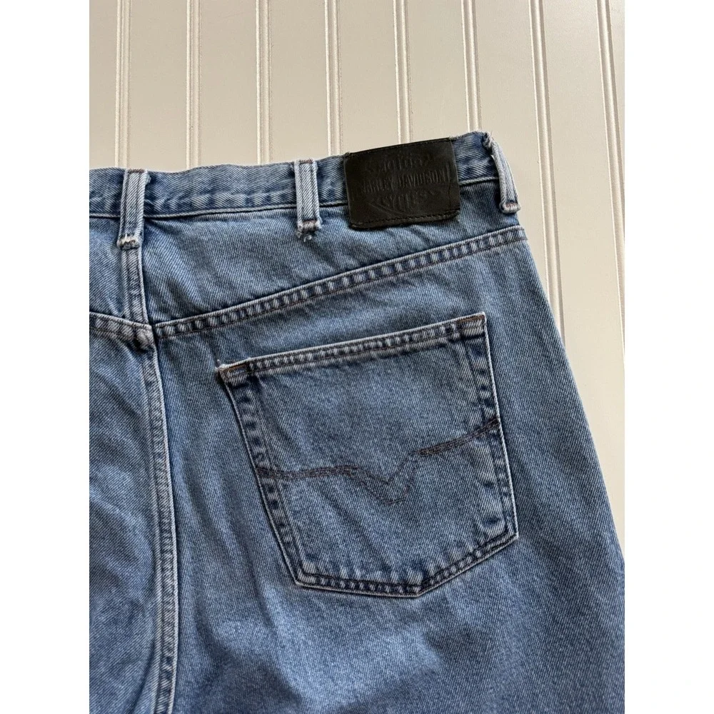 Harley-Davidson Men's Straight Leg Jeans‎ 40x32 Medium Wash Distressed